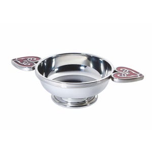 Heart of the Highlands Pewter Quaich Whisky Tasting Bowl Loving Cup Burns Night Red Hearts