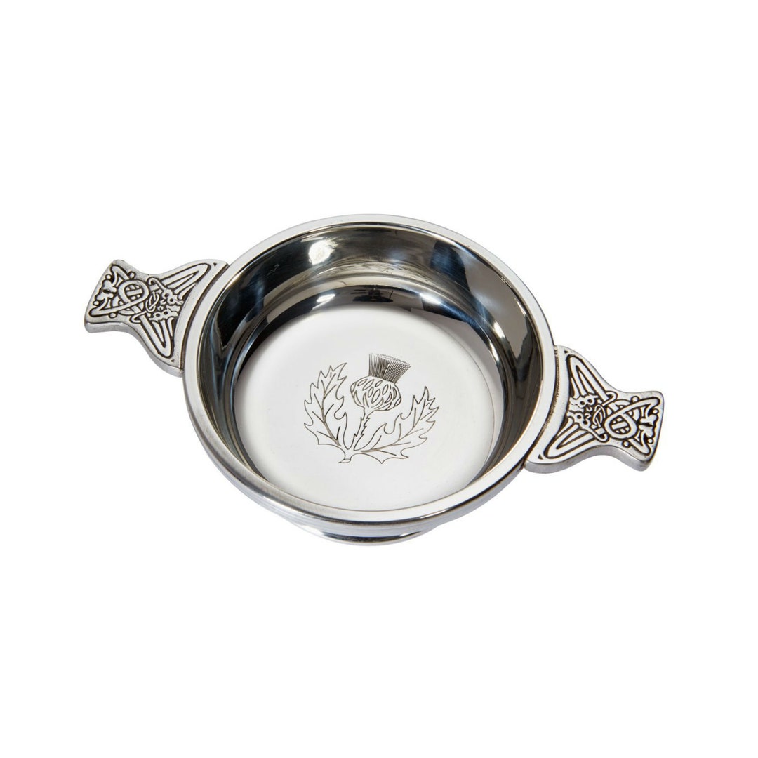 Wentworth Pewter Horn & Pewter Quaich – Whisky Tasting Bowl, Loving Cup For Burns Night, Dishwasher Safe