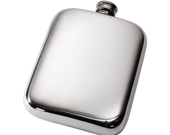 Plain Wentworth Pewter Pocket Flask, 6oz Capacity.