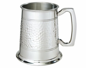 Half Hammered 1 Pint Wentworth Pewter Tankard