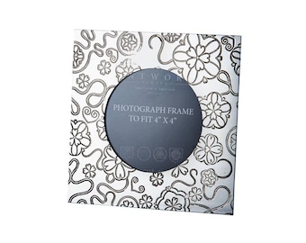 Marco de fotos de peltre Yorkshire Rose: Marco de fotos de 4x4 hecho a mano