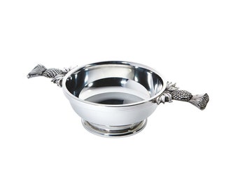 Thistle Handle Pewter Quaich Whisky Tasting Bowl Loving Cup Burns Night