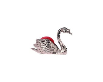 Swan Pewter Pincushion - Small novelty sewing gift