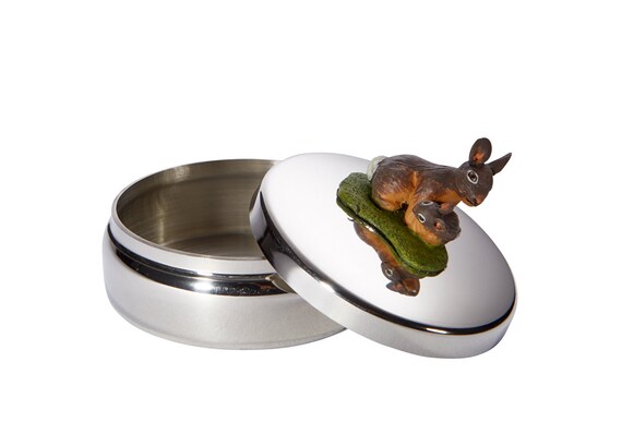 Rabbit Pewter Round Trinket Box Gift Wentworth Pewter | Etsy