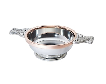 Gran cuenco de peltre y cobre para degustación de whisky Quaich, copa de amor, Noche de Burns