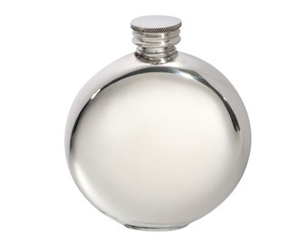 Small Plain Round Wentworth Pewter Flask, Spirit Flask, 3oz Capacity