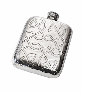 4oz Celtic Knot Pewter Hip Flask, Wentworth Pocket Spirit Flask, Handcrafted Heritage Gift