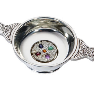 Gem Cross Pewter Quaich Whisky Tasting Bowl Loving Cup Burns Night