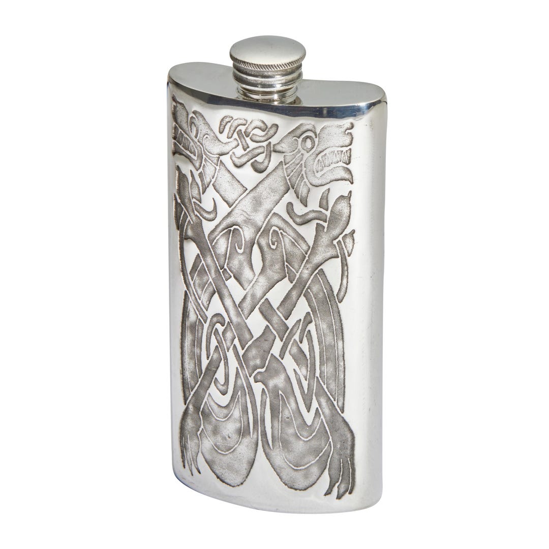 5oz Celtic Dog Mythological Pewter Boot Flask – Handmade UK Spirit ...