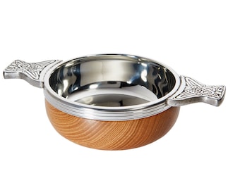Standard Wood and Pewter Quaich Whisky Tasting Bowl Loving Cup Burns Night