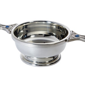 Gem Handle Pewter Quaich Whisky Tasting Bowl Loving Cup Burns Night