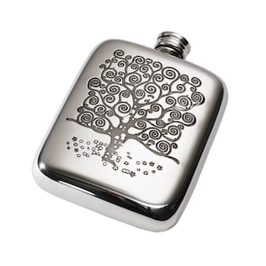 Baum des Lebens Wentworrt-Zinn-Taschenflasche, 4 Unzen Kapazität.