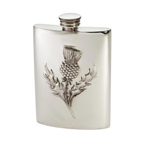 Thistle Pewter Kidney Flask, Hip Flask, Spirit Flask, whisky flask, pocket flask.