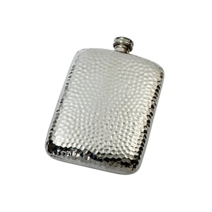 Large 10oz Pewter Hip Flask: Cosmopolitan Saddle Design, Handmade in Sheffield