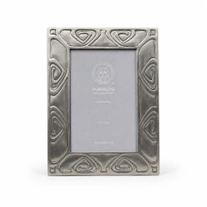 Art Nouveau Cast Pewter 5x7 Photo Frame, Italian Handcrafted Picture Display, Luxury Desktop Frame, 10th Anniversary Tin, Wedding Gift image 1