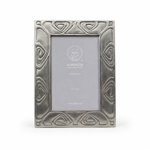 Art Nouveau Cast Pewter 5x7 Photo Frame, Italian Handcrafted Picture Display, Luxury Desktop Frame, 10th Anniversary Tin, Wedding Gift