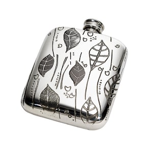 Blatt Wentwork Zinn Taschenflasche, 4 Unzen Kapazität.