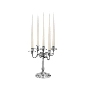 Candelabro de 5 brazos de peltre fundido