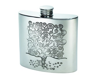 Tree of Life Tree Pattern Pewter Flask, Hip Flask, Spirit Flask - Wentworth Pewter