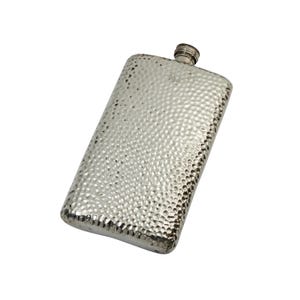 Large Hammered Pewter Flask: 17.5oz Capacity, Handcrafted in Sheffield