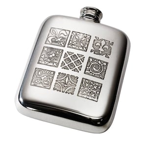 Mittelalterliche Wentwork-Zinn-Taschenflasche, 112 ml Fassungsvermögen.