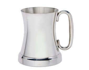 Concave Glass Bottom, Plain Polished Wentworth Pewter Tankard