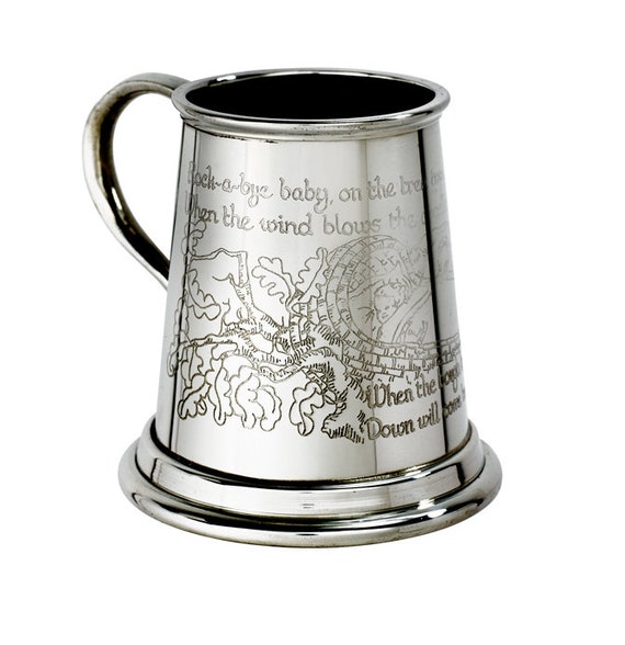 Personalised Engraved British Made Pewter Tankard Baby Christening Gift