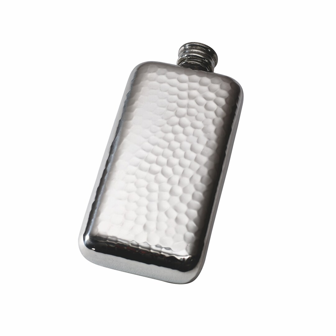 3oz Hammered Pewter Pocket Flask, Wentworth Handcrafted Spirit