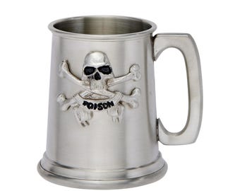 Taza POISON de media pinta, jarra de cerveza de peltre Wentworth