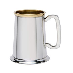 Brass Rim pewter tankard, beer mug, pewter stein, Wentworth Pewter