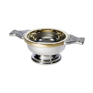 Small Pewter and Brass Quaich Whisky Tasting Bowl Loving Cup Burns Night