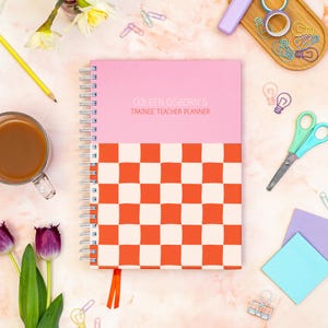Personalised Trainee Teacher Planner /  A4 / Student Trainee Teacher Academic Diary Planner/Duo Tone Checkerboard