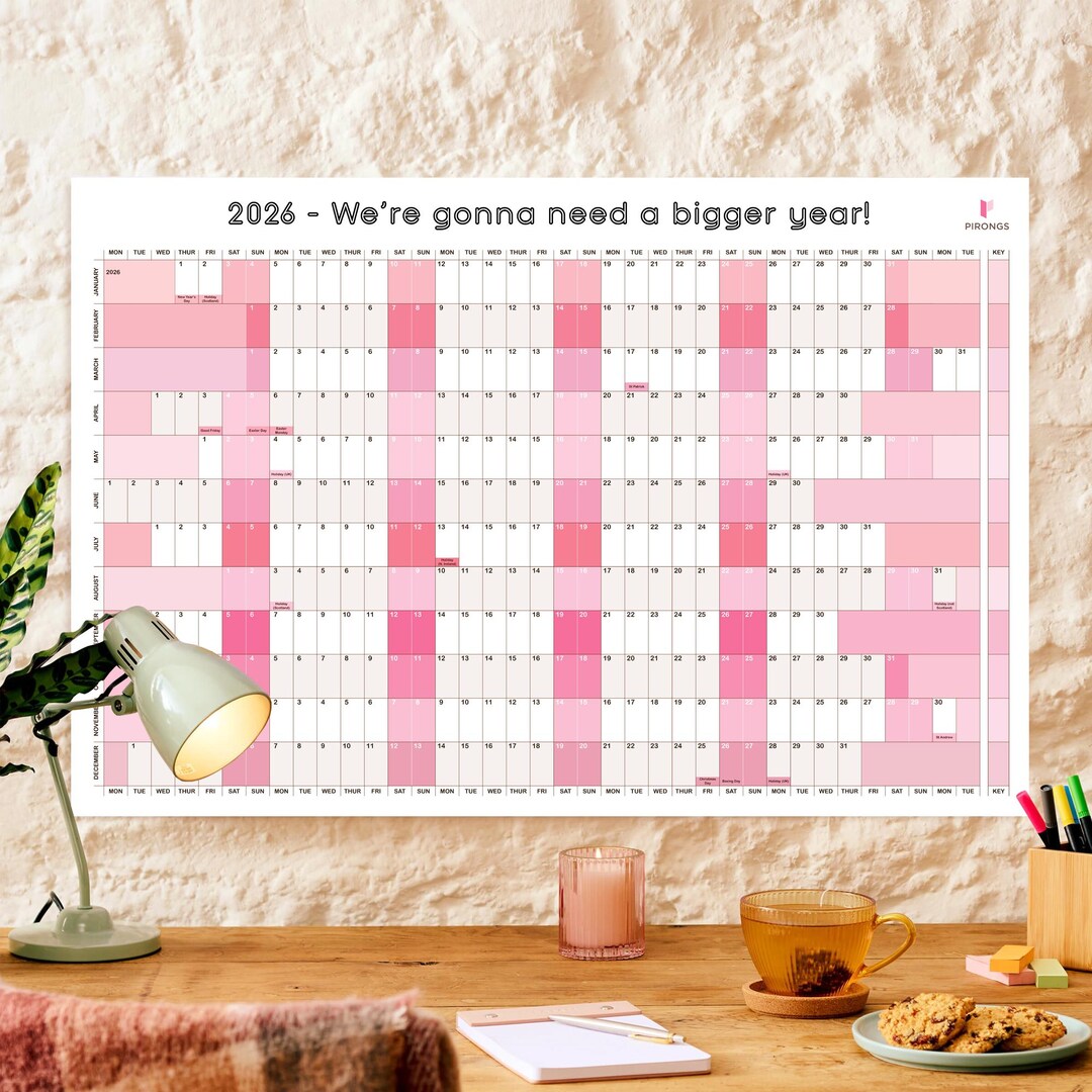 Personalised Pink Wall Planner | Pink Wall Calendar | Pink Planner 2026 ...
