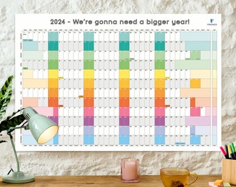 Personalised Colourful Wall Planner | Multicolour Wall Calendar | Rainbow Planner 2024 | Any Month Start! | Family Wall Planner