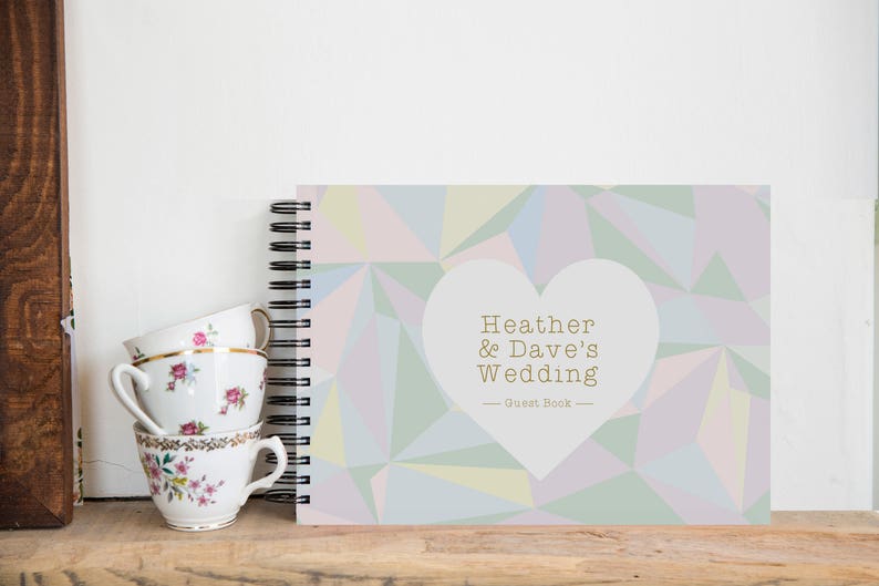A4A5 Personalised Wedding Guest Book Crystal Dream Design