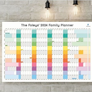 Personalised Wall Planner | Multicolour Wall Calendar | Rainbow Planner 2024 | Academic Planner | Family Wall Planner - 5 Colours available!