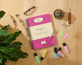 Personalised Teacher Planner / Lesson Planner - Classic Book / Pink / A4 A5