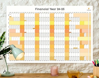 Personalisierter orangefarbener Wandplaner | Oranger Wandkalender | Oranger Planer 2024 | Jeder Monatsstart! | Familien-Wandplaner