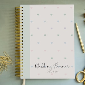 Personalised Wedding Planner Minty heart Design Custom Wedding Organiser Personalised Wedding Journal Engagement Gift for Bride image 1