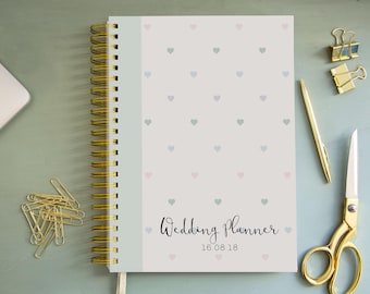 Personalised Wedding Planner- Minty heart Design | Custom Wedding Organiser | Personalised Wedding Journal | Engagement Gift for Bride