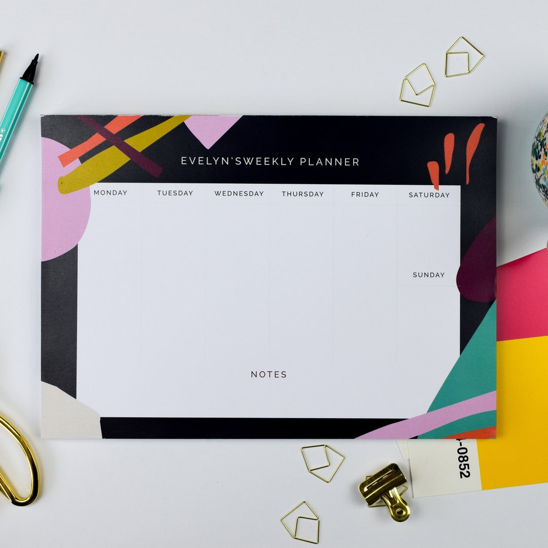 A4 Weekly Planner Desk Notepad Tear-off Notepad Task Planner Abstract ...
