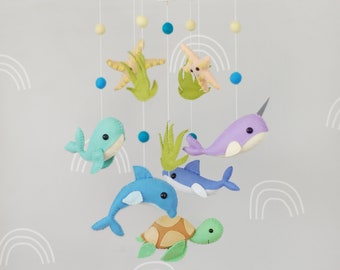 Under the sea nursery decor, Whale baby mobile, Ocean mobile for crib, Sealife mobile for nursery, Fish mobile, Sea creatures mobile