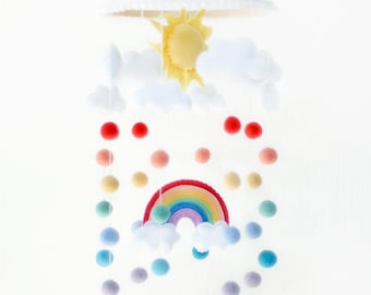 Felt Rainbow Crib Mobile: Pastel Nursery Decor
