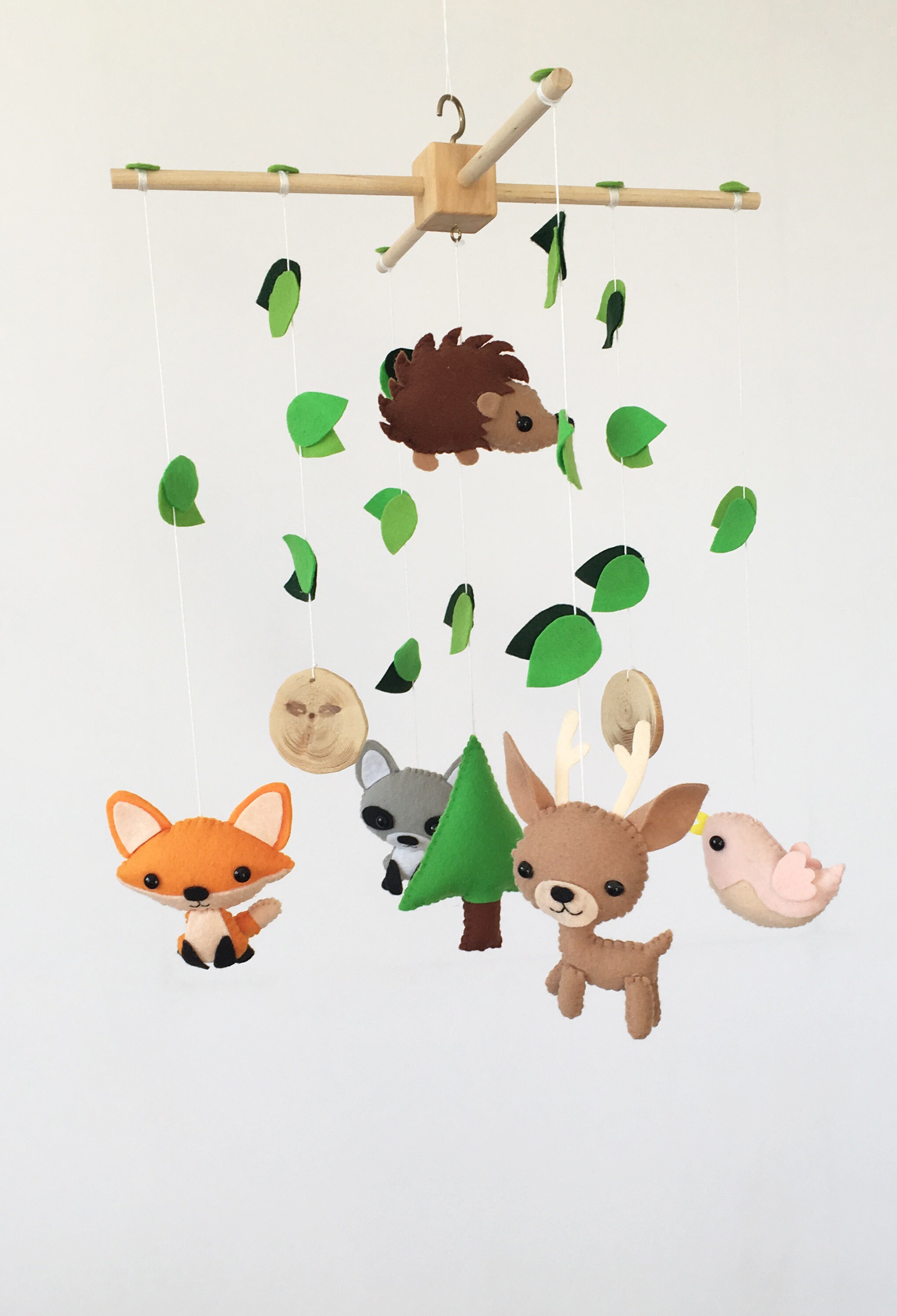 Felt animal mobile for baby Forest baby mobile Woodland crib Etsy