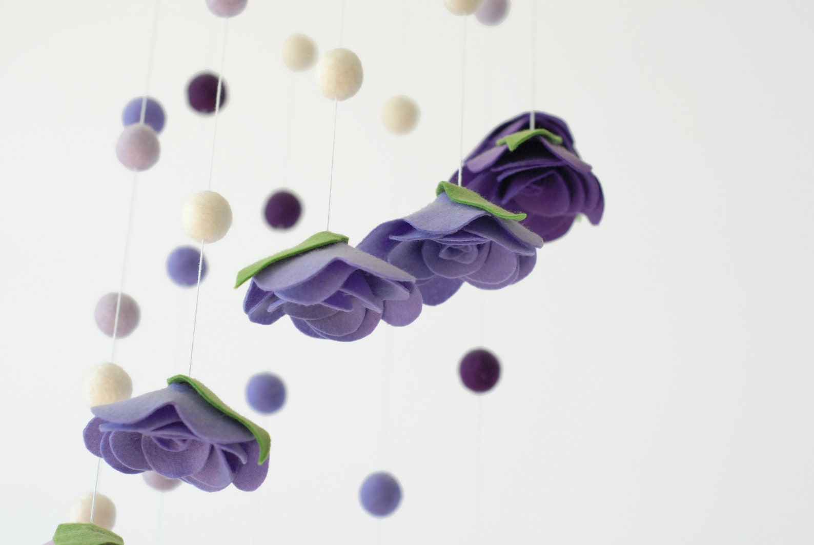 Purple flower mobile Felt floral mobile Baby girl mobile Etsy