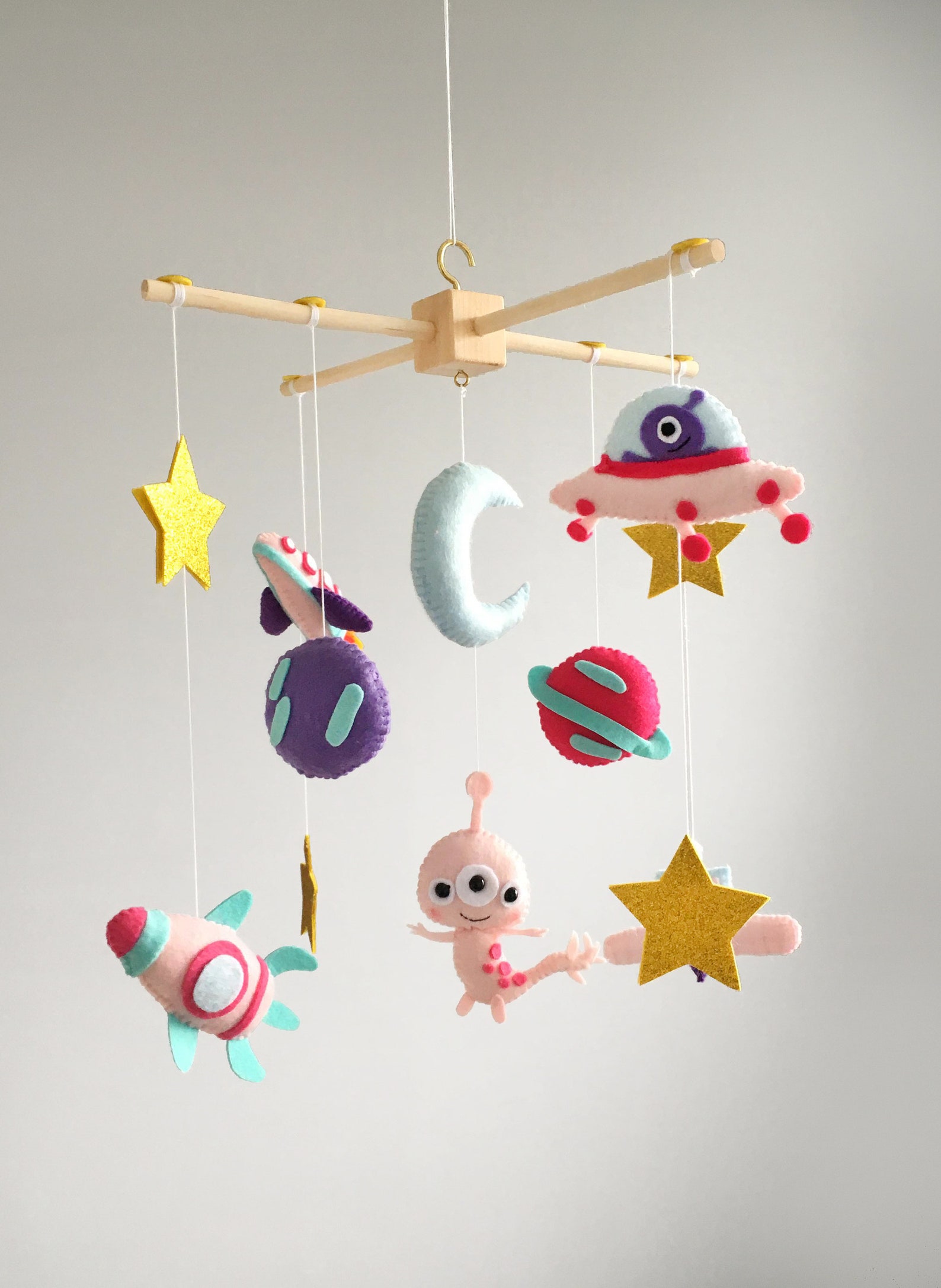 Outer Space Mobile Spaceship Mobile for Crib Alien Mobile Etsy