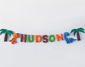 Felt Dinosaur Name Banner: Custom Nursery Garland