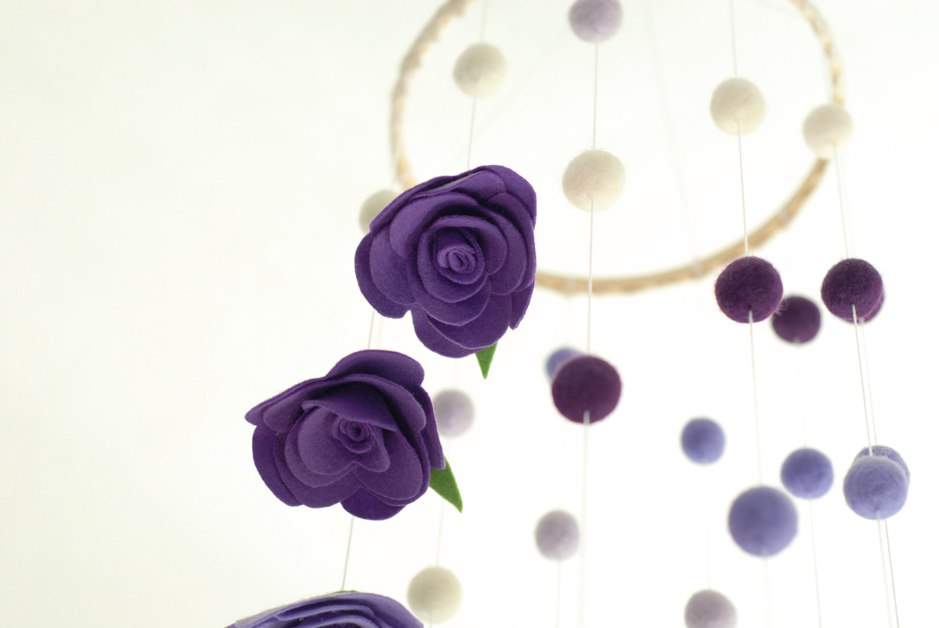 Purple flower mobile Felt floral mobile Baby girl mobile Etsy