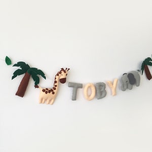 Safari Decor, Felt Garland Name, Elephant Garland, Felt Letters, Felt Name Banner, Wall Garland, Name Garland, Name Bunting image 4