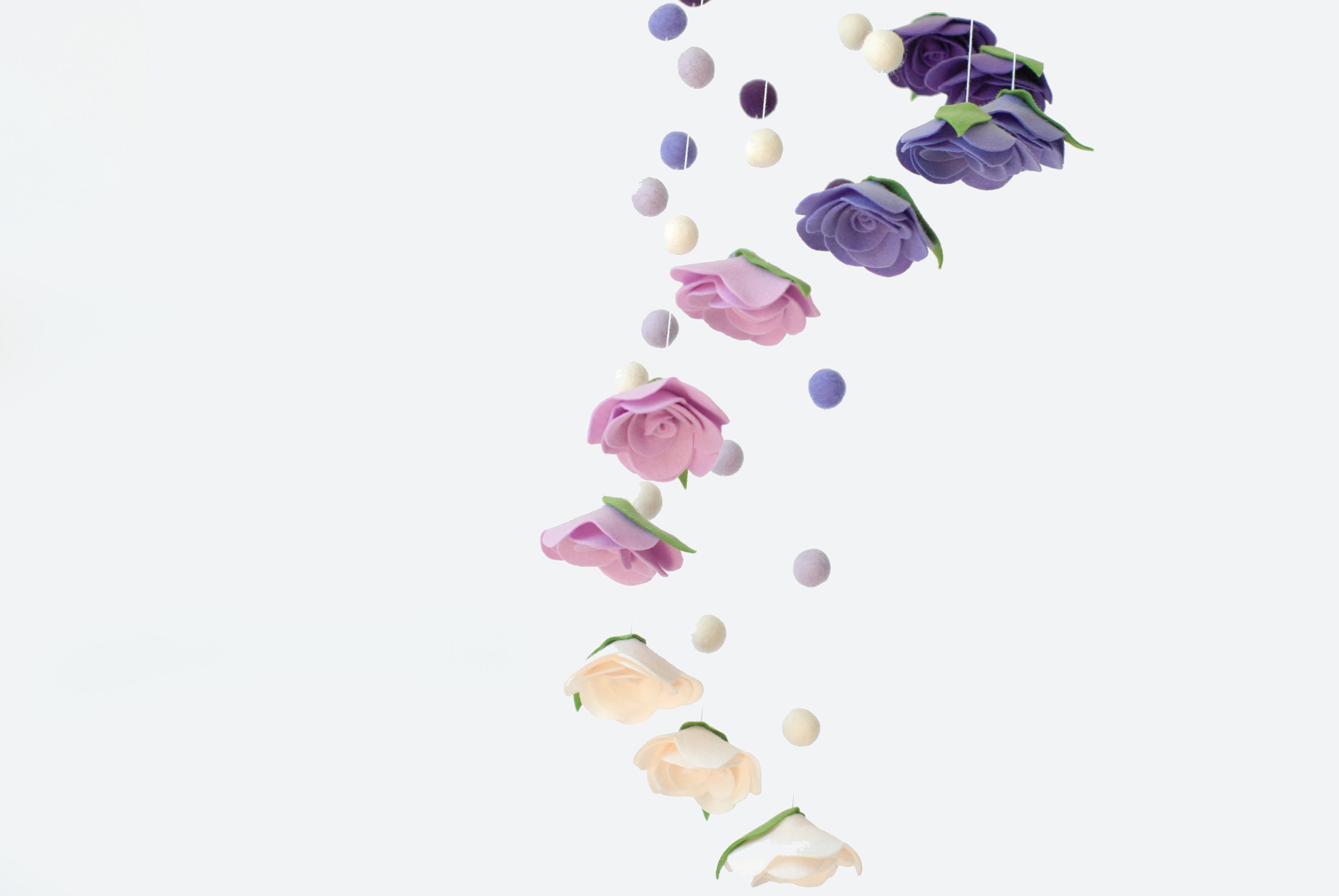 Purple flower mobile Felt floral mobile Baby girl mobile Etsy